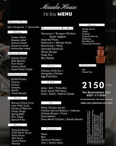 Babar House menu