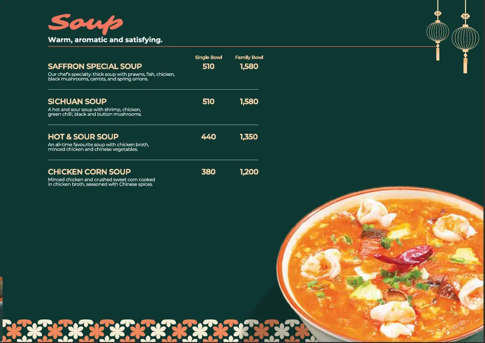 Saffron Foodies menu