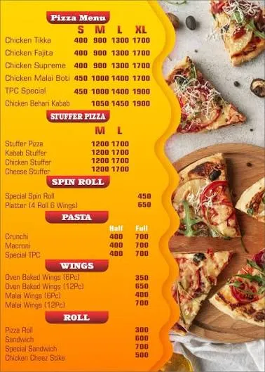 The Pizza Castle menu