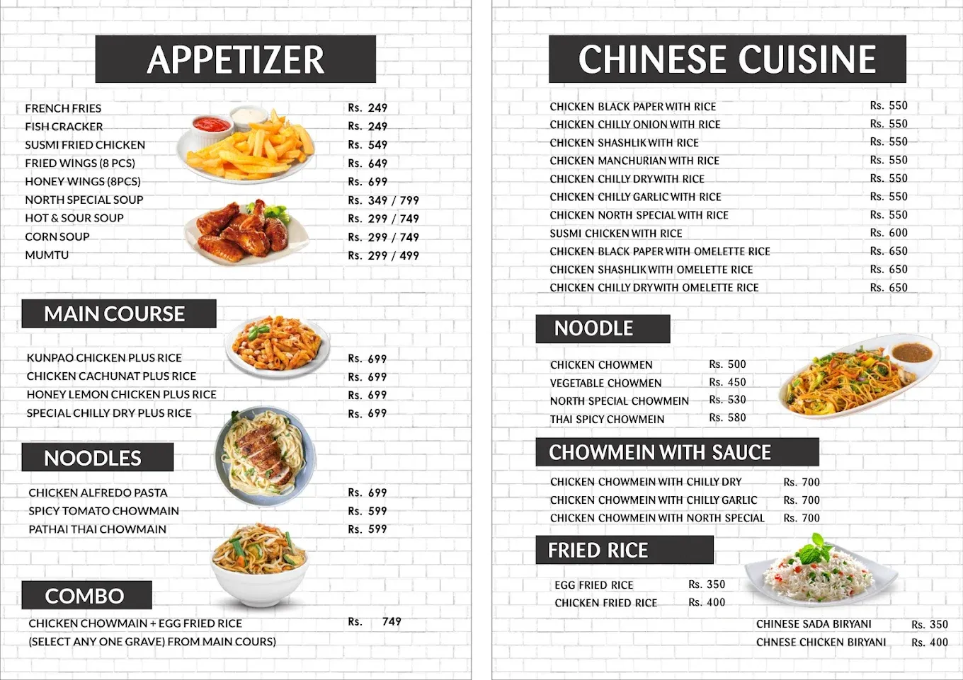 Taste of North menu