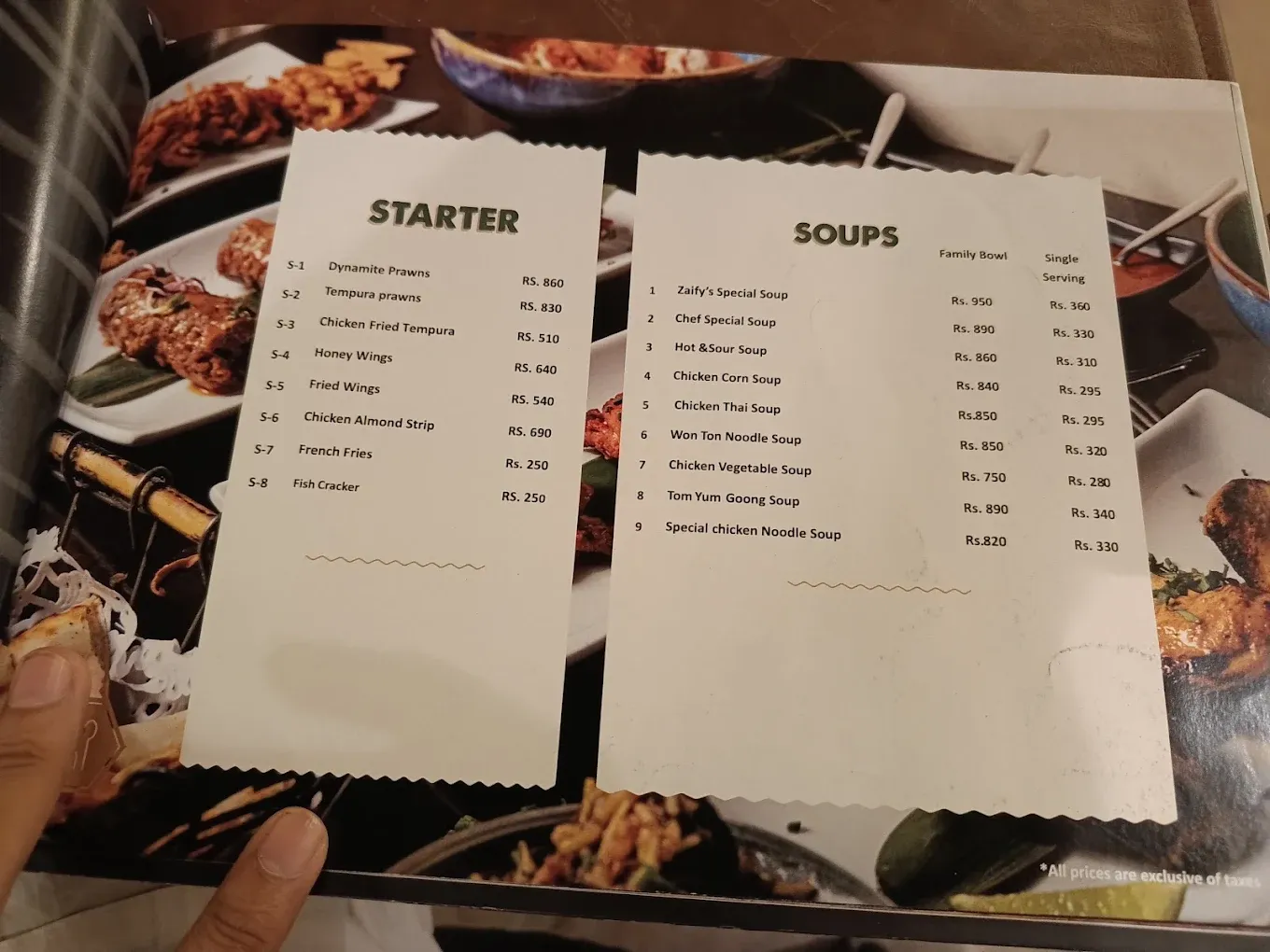 Zaify’s menu
