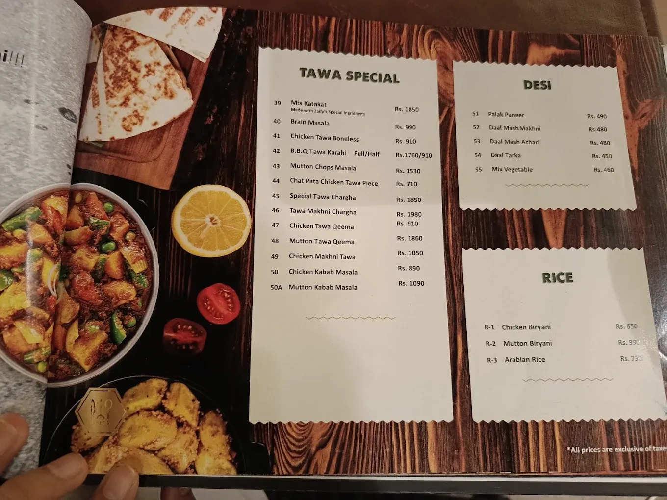 Zaify’s menu