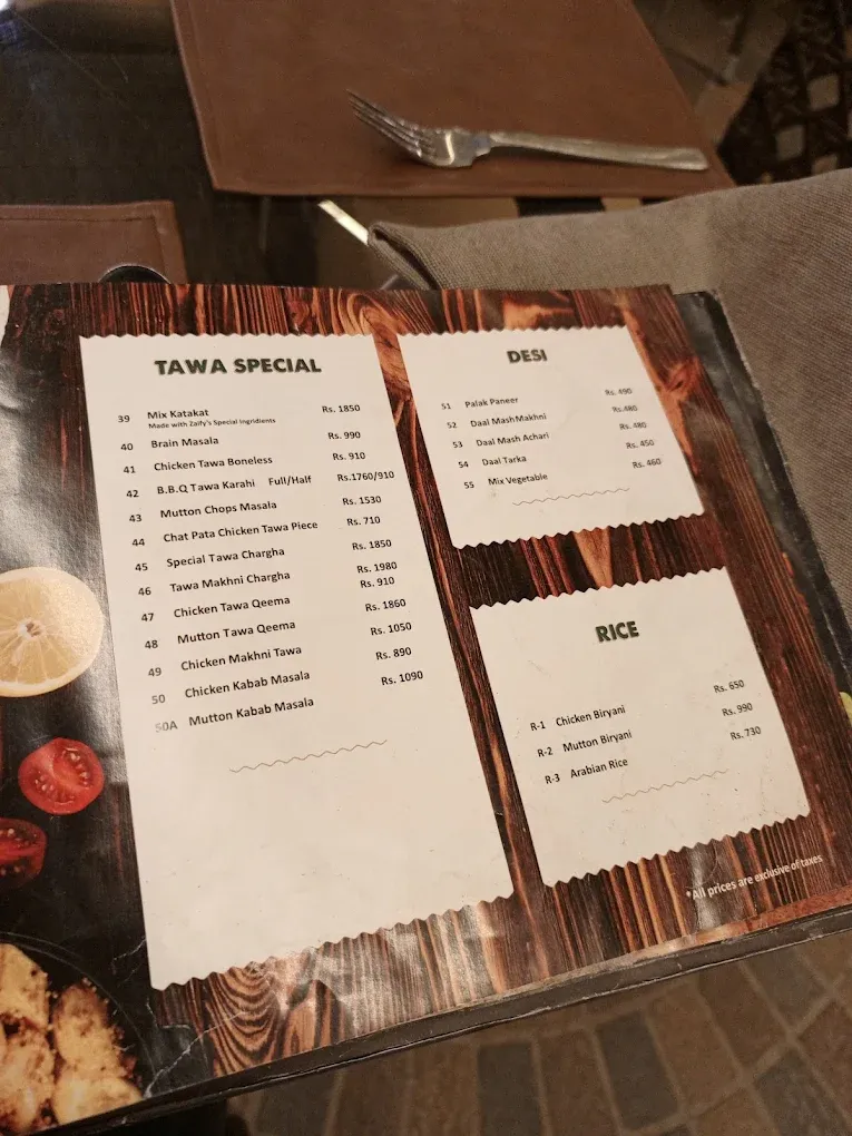 Zaify’s menu