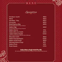 Shahi Darbar menu