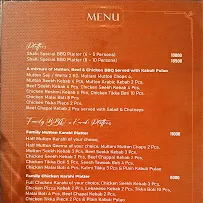 Shahi Darbar menu