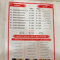 Wasaib Restaurant,Multan menu