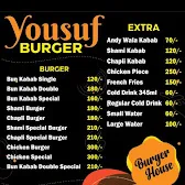 Yousuf Burger House menu