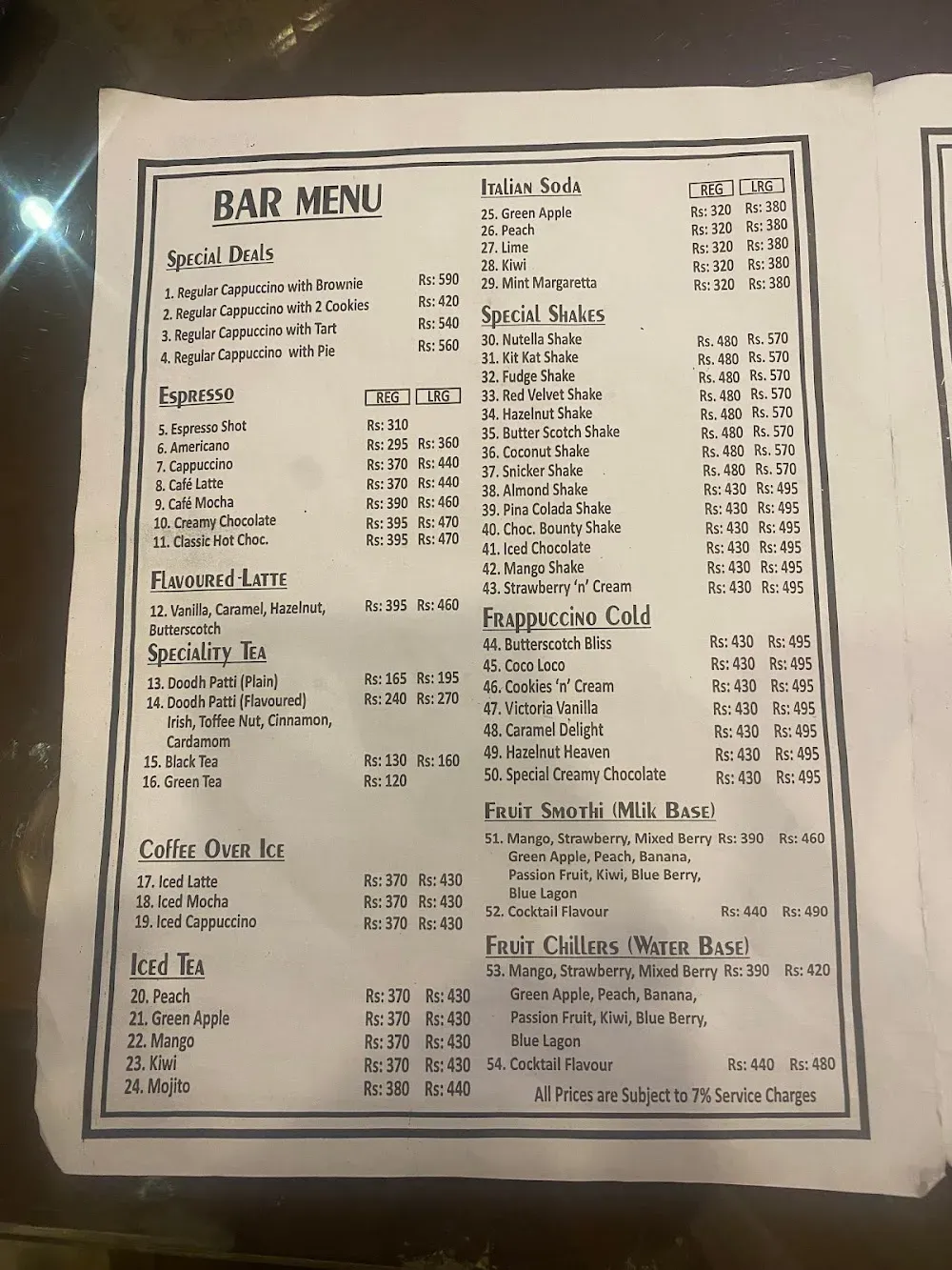 Victoria Lounge cafe and Bakers menu