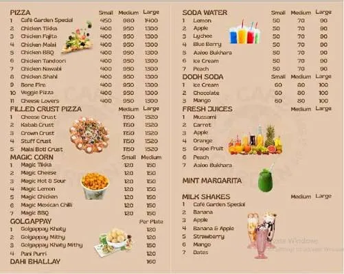 Cafe Garden - Madni Town, Bahawalpur menu